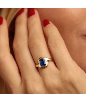 Bague pierre bleue or 14 carats destockage