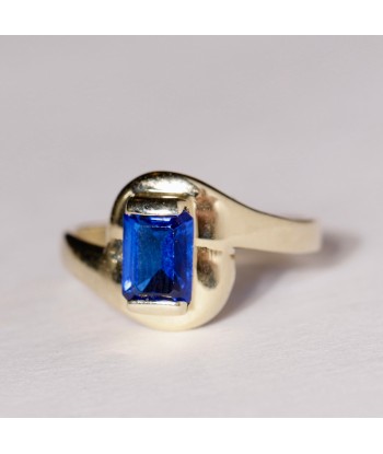 Bague pierre bleue or 14 carats destockage