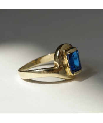 Bague pierre bleue or 14 carats destockage