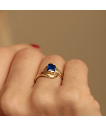 Bague pierre bleue or 14 carats destockage