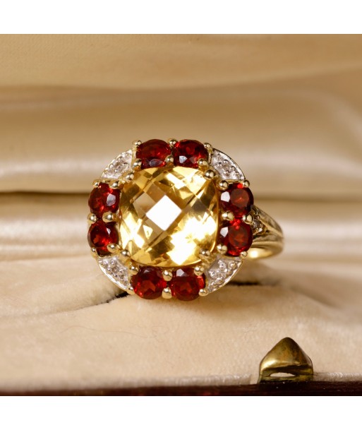 Bague cocktail citrine grenats de la marque