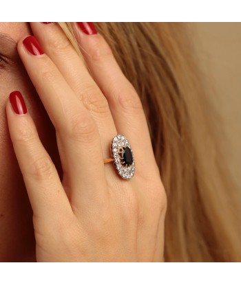 Bague navette saphirs diamants suggérées chez