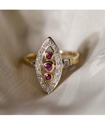 Bague marquise ancienne rubis diamants Venez découvrir notre 