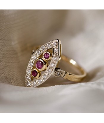 Bague marquise ancienne rubis diamants Venez découvrir notre 