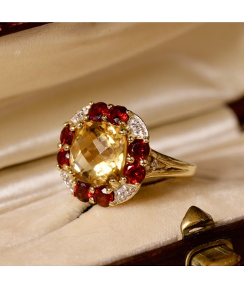 Bague cocktail citrine grenats de la marque