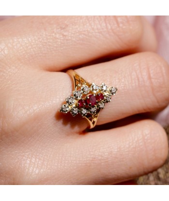 Bague marquise ancienne rubis diamants 50-70% off 