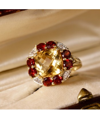 Bague cocktail citrine grenats de la marque