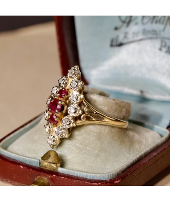 Bague marquise ancienne rubis diamants 50-70% off 