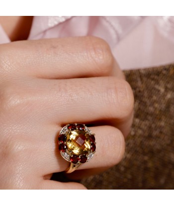 Bague cocktail citrine grenats de la marque