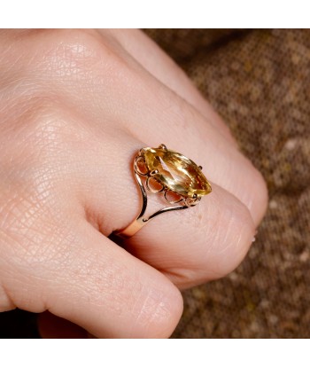 Bague navette citrine vintage de France