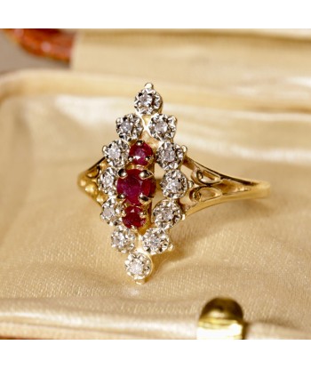 Bague marquise ancienne rubis diamants 50-70% off 