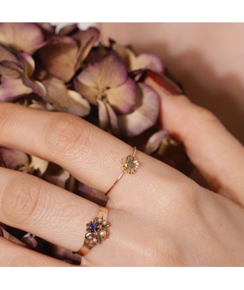 Bague fleur mini émeraude 50-70% off 