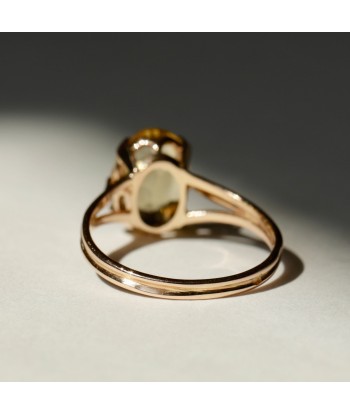 Bague solitaire pierre jaune ovale de pas cher