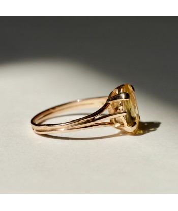 Bague solitaire pierre jaune ovale de pas cher