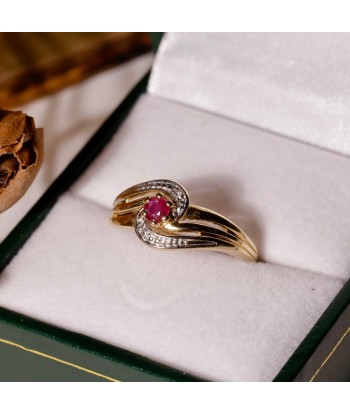 Bague vintage ajourée rubis livraison gratuite