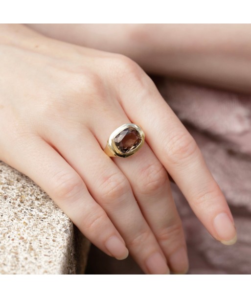 Bague quartz fumé taille coussin chez Cornerstreet bien 