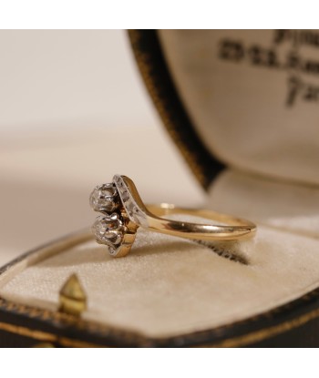 Bague ancienne croisée en or jaune et platine vous aussi creer 