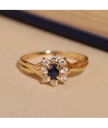 Bague marguerite pierre bleue 2024