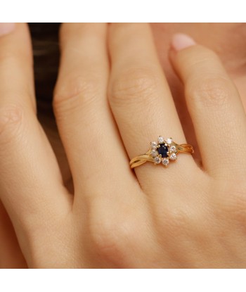 Bague marguerite pierre bleue 2024