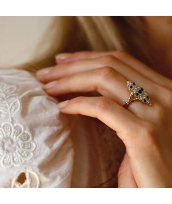 Bague marquise diamants et pierres bleues Comment ça marche