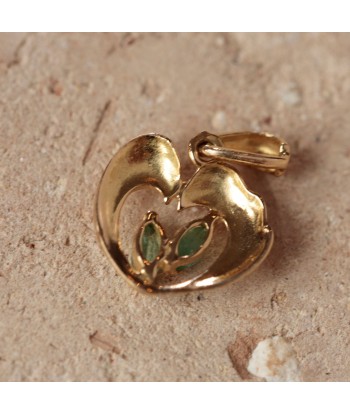 Pendentif coeur deux émeraudes destockage