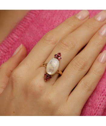 Bague marquise vintage rubis et nacre naturelle store