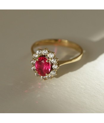 Bague marguerite rubis de synthèse france