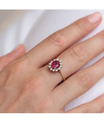 Bague marguerite rubis de synthèse france