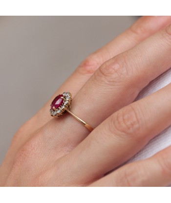 Bague marguerite rubis de synthèse france