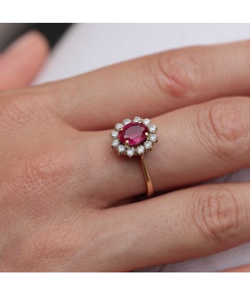 Bague marguerite rubis de synthèse france