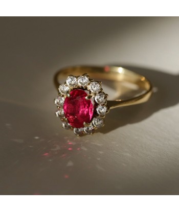 Bague marguerite rubis de synthèse france