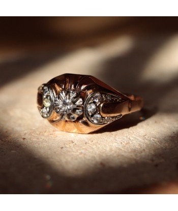 Bague vintage mini tank diamant ou a consommer sur place