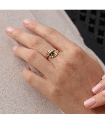 Bague palmes vintage saphir de pas cher