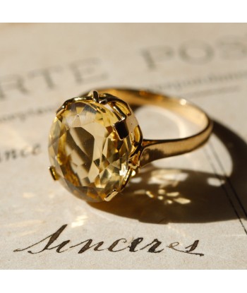 Bague ancienne or 18 carats citrine paiement sécurisé