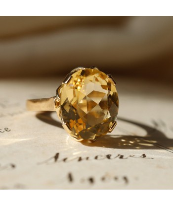 Bague ancienne or 18 carats citrine paiement sécurisé