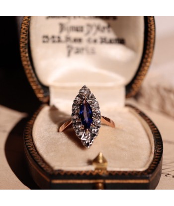 Bague navette pierre bleue nuit en ligne