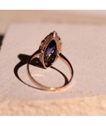 Bague navette pierre bleue nuit en ligne