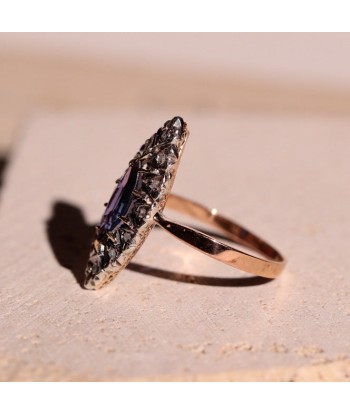 Bague navette pierre bleue nuit en ligne