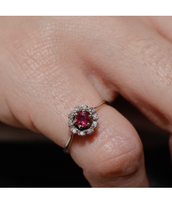 Bague marguerite or blanc 14 carats et rubis 50-70% off 