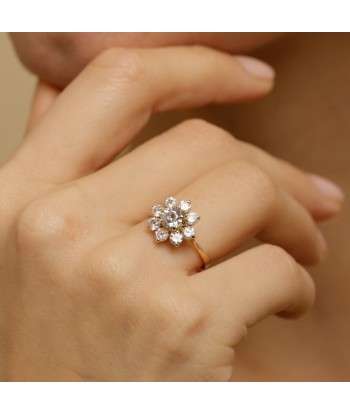 Bague fleur lumineuse zircones les muscles