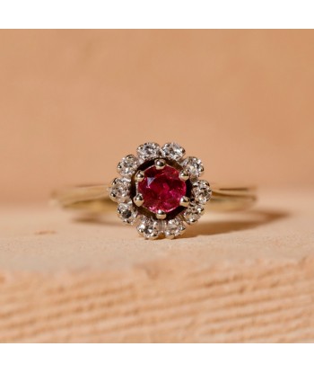 Bague marguerite or blanc 14 carats et rubis 50-70% off 