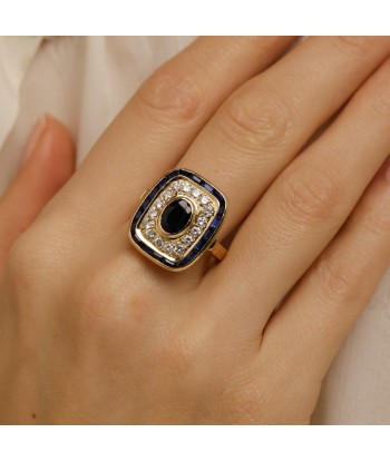 Bague rectangulaire xxl saphirs et diamants le concept de la Pate a emporter 