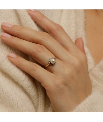 Bague vintage perle et motif platine 50-70% off 