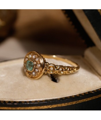 Bague ancienne pierre verte et perles de culture 50-70% off 