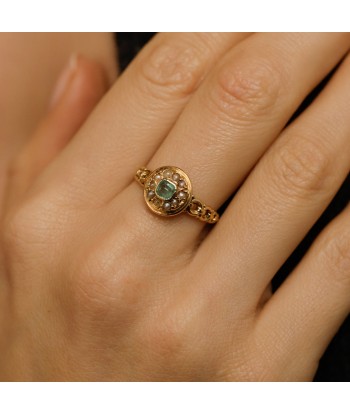 Bague ancienne pierre verte et perles de culture 50-70% off 