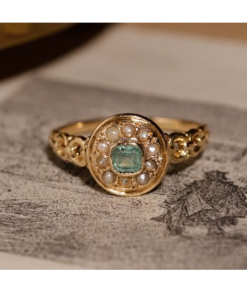 Bague ancienne pierre verte et perles de culture 50-70% off 