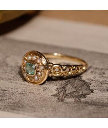 Bague ancienne pierre verte et perles de culture 50-70% off 