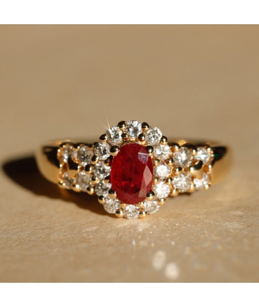 Bague majestueuse rubis central diamants 50-70% off 