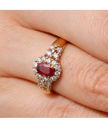 Bague majestueuse rubis central diamants 50-70% off 