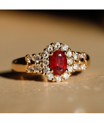 Bague majestueuse rubis central diamants 50-70% off 